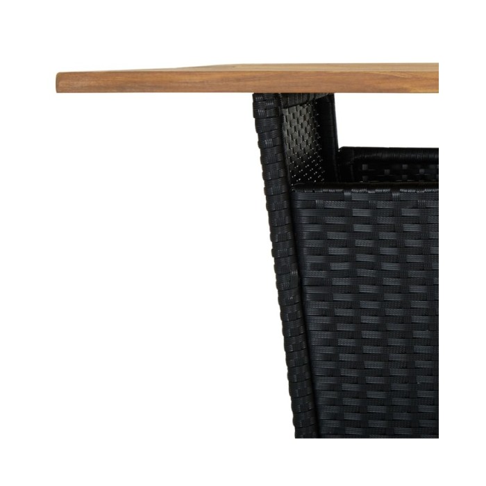 Table de bar Noir 80x80x110 cm Résine tressée et bois d'acacia