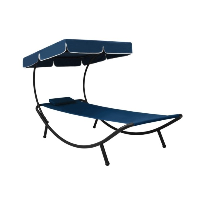 Lit de repos d'extérieur avec auvent et oreiller Bleu