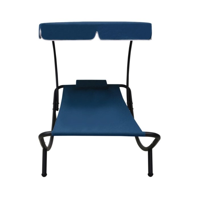 Lit de repos d'extérieur avec auvent et oreiller Bleu