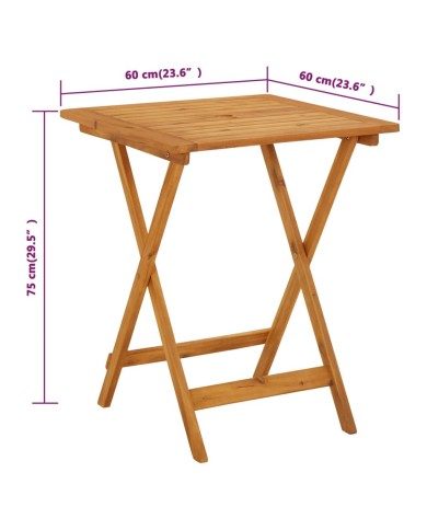 Table pliable de jardin 60x60x75 cm Bois d'acacia solide
