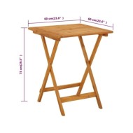 Table pliable de jardin 60x60x75 cm Bois d'acacia solide