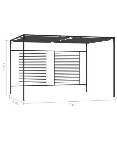 Belvédère avec auvent rétractable 4x3x2,3 m Anthracite 180 g/m²