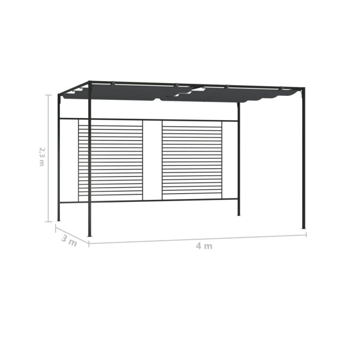 Belvédère avec auvent rétractable 4x3x2,3 m Anthracite 180 g/m²