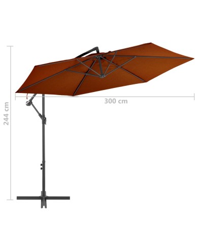Parasol déporté avec mât en aluminium Terre cuite 300 cm
