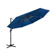 Parasol à 4 niveaux avec mât en aluminium Bleu azuré 3x3 m
