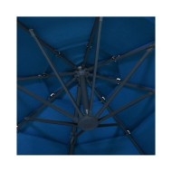 Parasol à 4 niveaux avec mât en aluminium Bleu azuré 3x3 m