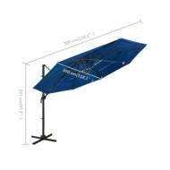 Parasol à 4 niveaux avec mât en aluminium Bleu azuré 3x3 m