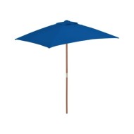 Parasol d'extérieur avec mât en bois Bleu 150x200 cm