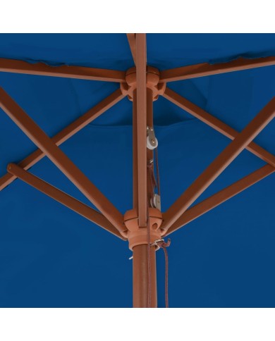 Parasol d'extérieur avec mât en bois Bleu 150x200 cm