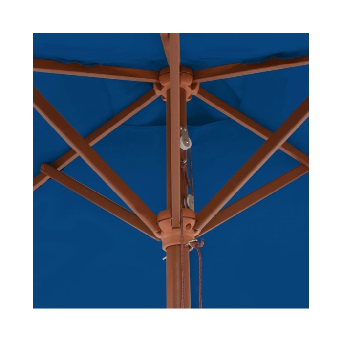 Parasol d'extérieur avec mât en bois Bleu 150x200 cm