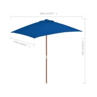 Parasol d'extérieur avec mât en bois Bleu 150x200 cm