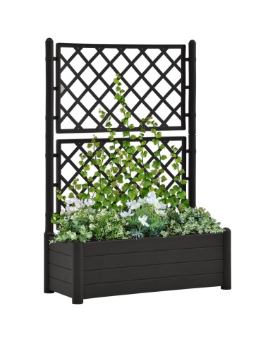 Jardinière avec treillis 100x43x142 cm PP Anthracite