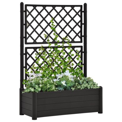 Jardinière avec treillis 100x43x142 cm PP Anthracite