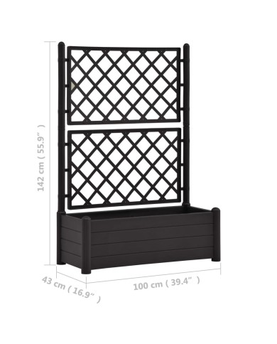 Jardinière avec treillis 100x43x142 cm PP Anthracite