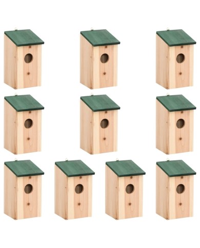 Nichoirs 10 pcs Bois de sapin massif 12x12x22 cm