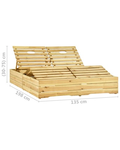 Chaise longue double Bois de pin imprégné de vert