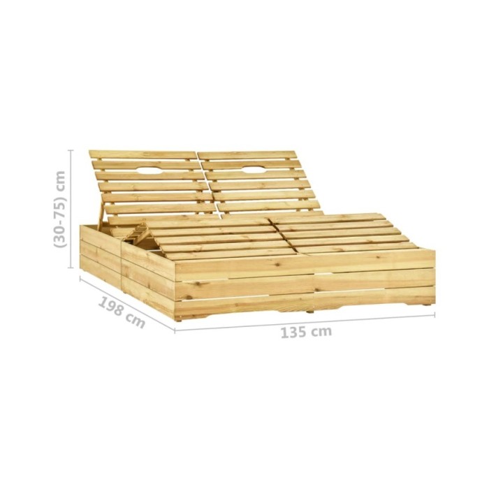 Chaise longue double Bois de pin imprégné de vert
