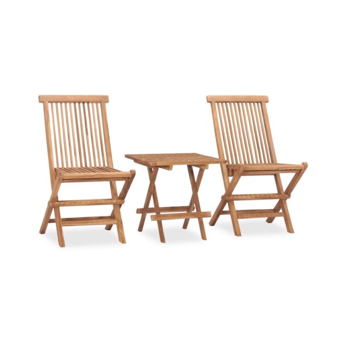 Mobilier à dîner d'extérieur pliable 3 pcs Bois solide de teck