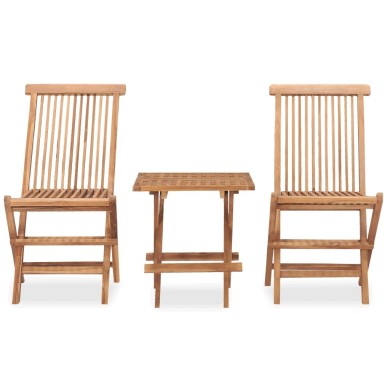 Mobilier à dîner d'extérieur pliable 3 pcs Bois solide de teck