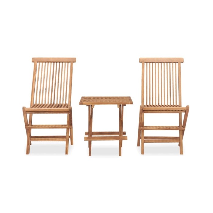 Mobilier à dîner d'extérieur pliable 3 pcs Bois solide de teck