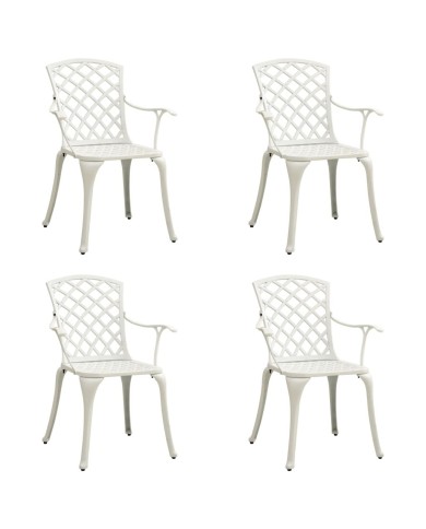 Chaises de jardin 4 pcs Aluminium coulé Blanc