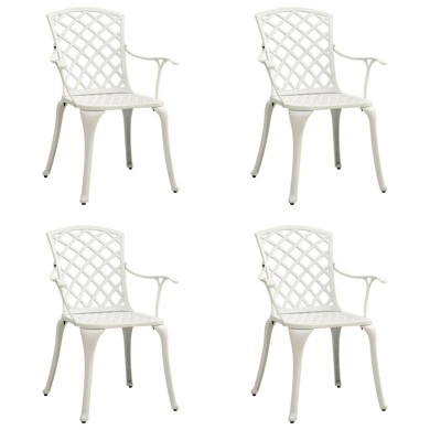 Chaises de jardin 4 pcs Aluminium coulé Blanc