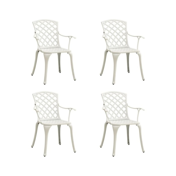 Chaises de jardin 4 pcs Aluminium coulé Blanc