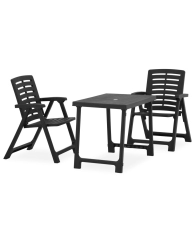 Ensemble de bistro pliable 3 pcs Plastique Gris