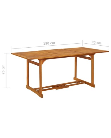 Table à dîner de jardin 180x90x75 cm Bois d'acacia solide