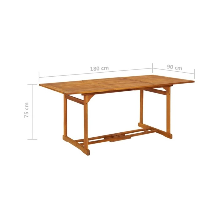 Table à dîner de jardin 180x90x75 cm Bois d'acacia solide