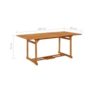 Table à dîner de jardin 180x90x75 cm Bois d'acacia solide