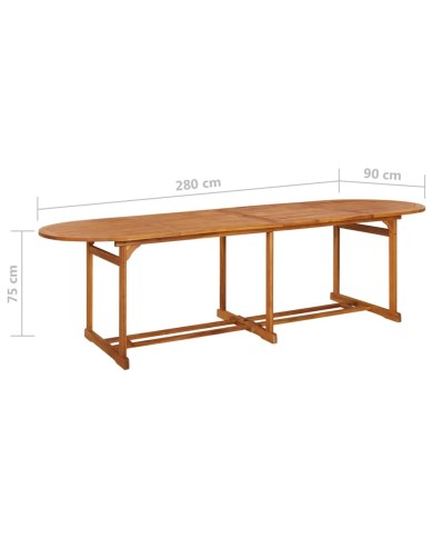 Table à dîner de jardin 280x90x75 cm Bois d'acacia massif