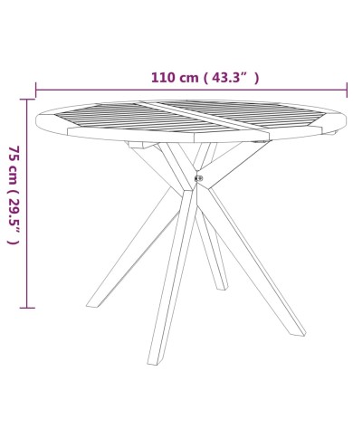 Table de jardin 110x110x75 cm Bois d'acacia solide
