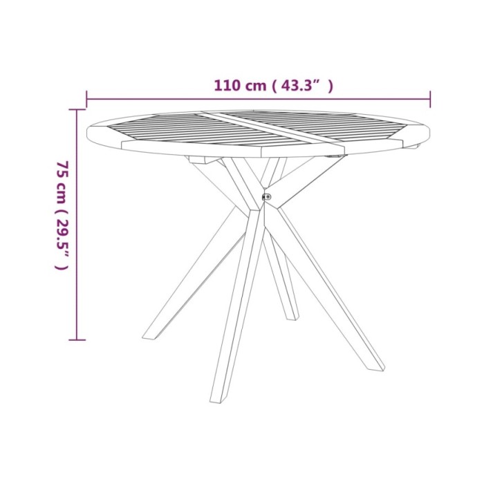 Table de jardin 110x110x75 cm Bois d'acacia solide