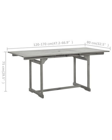 Table à dîner de jardin (120-170)x80x75 cm Bois d'acacia massif
