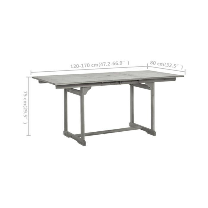 Table à dîner de jardin (120-170)x80x75 cm Bois d'acacia massif