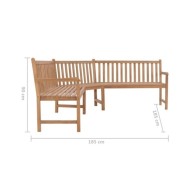 Banc d'angle de jardin 185x185x90 cm Bois de teck solide