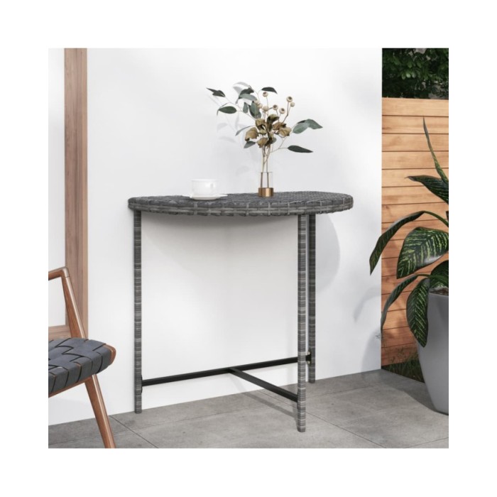 Table de jardin Gris 80x50x75 cm Résine tressée