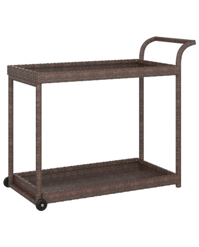 Chariot de bar Marron 100x45x83 cm Résine tressée