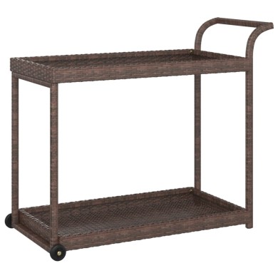 Chariot de bar Marron 100x45x83 cm Résine tressée