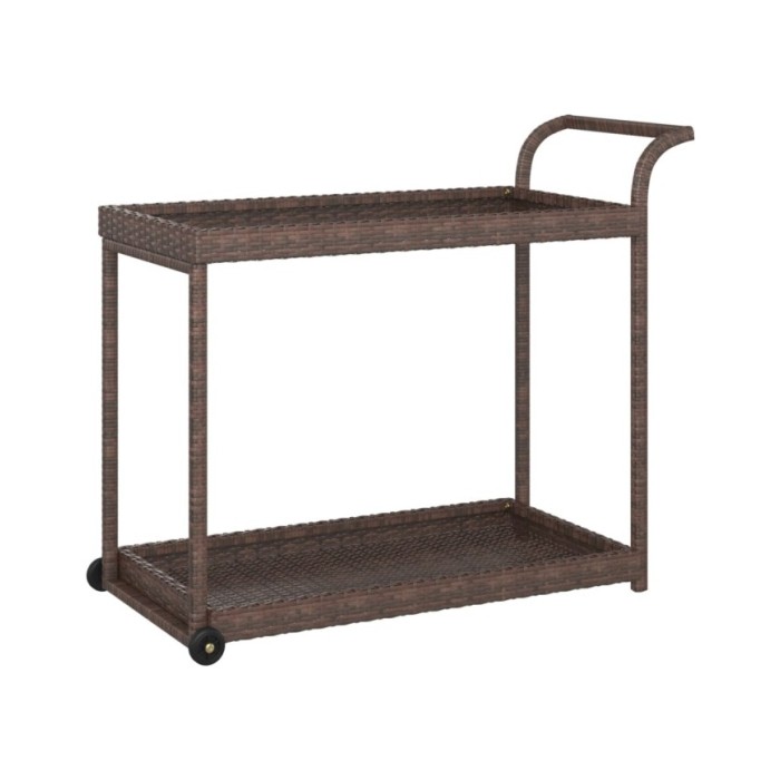 Chariot de bar Marron 100x45x83 cm Résine tressée