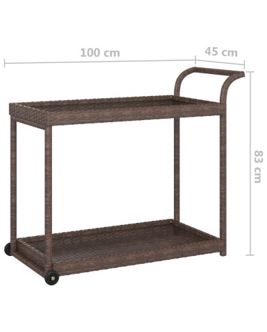 Chariot de bar Marron 100x45x83 cm Résine tressée