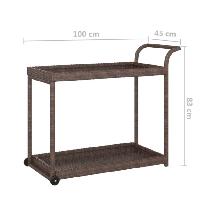 Chariot de bar Marron 100x45x83 cm Résine tressée
