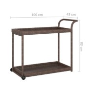 Chariot de bar Marron 100x45x83 cm Résine tressée