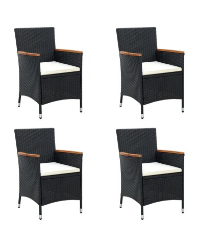 Chaises de salle à manger de jardin 4 pcs Résine tressée Noir
