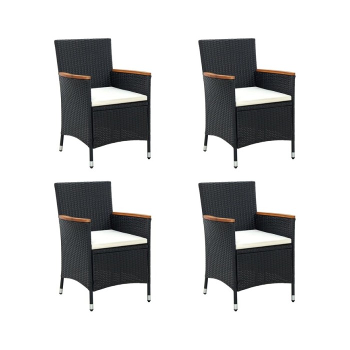 Chaises de salle à manger de jardin 4 pcs Résine tressée Noir