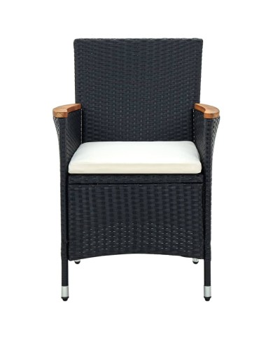 Chaises de salle à manger de jardin 4 pcs Résine tressée Noir