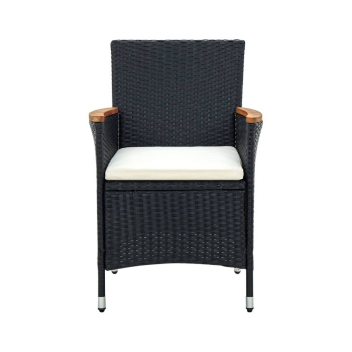 Chaises de salle à manger de jardin 4 pcs Résine tressée Noir
