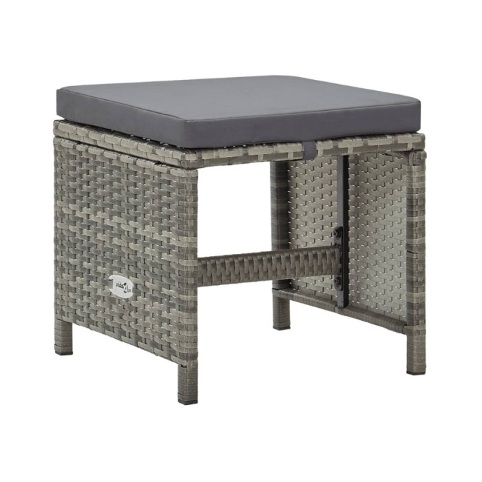 Tabourets de jardin 4 pcs avec coussins Résine tressée Gris