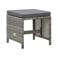 Tabourets de jardin 4 pcs avec coussins Résine tressée Gris